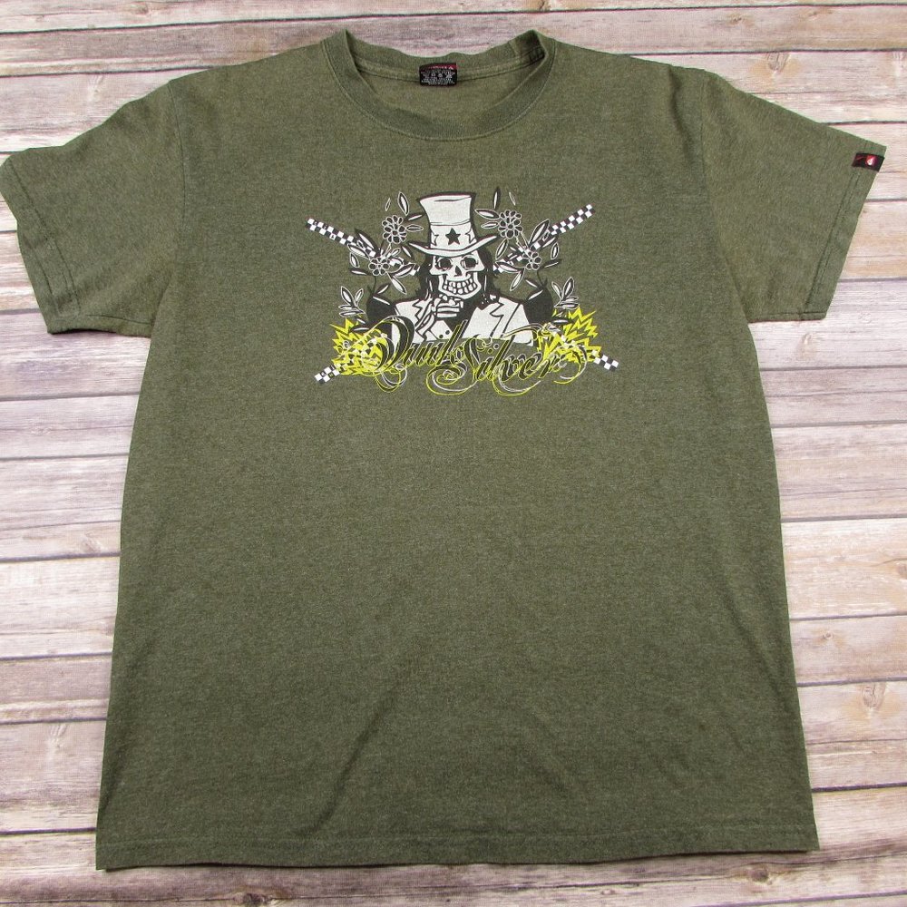 Quiksilver T Shirt Skeleton In Top Hat Medium